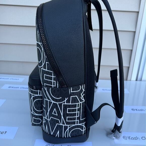 Michael Kors Backpack Cooper Large Graphic MK Signature Black - Picture 4 of 11
